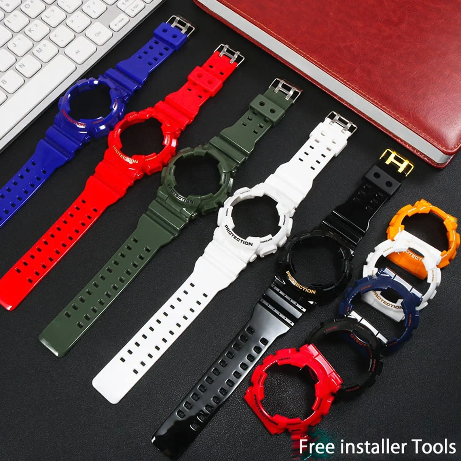 Silicone Watch Strap Watch Case Shiny Bright case For GSHOCK GA100 GD100 GD110 GD120 Replacement for Casio g-shock Accessories