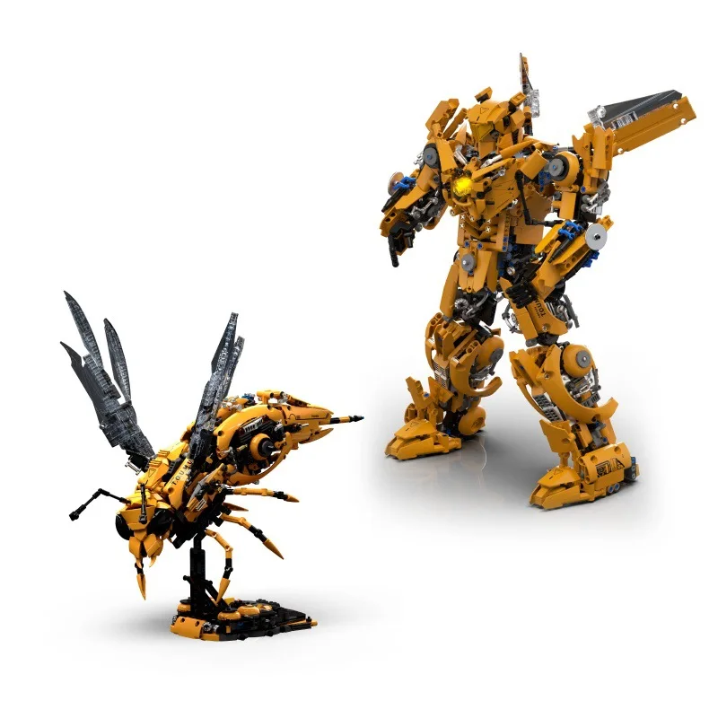 Dupla transformação mech blocos de construção transformando vespa robô modelo blocos de construção conjunto crianças brinquedos