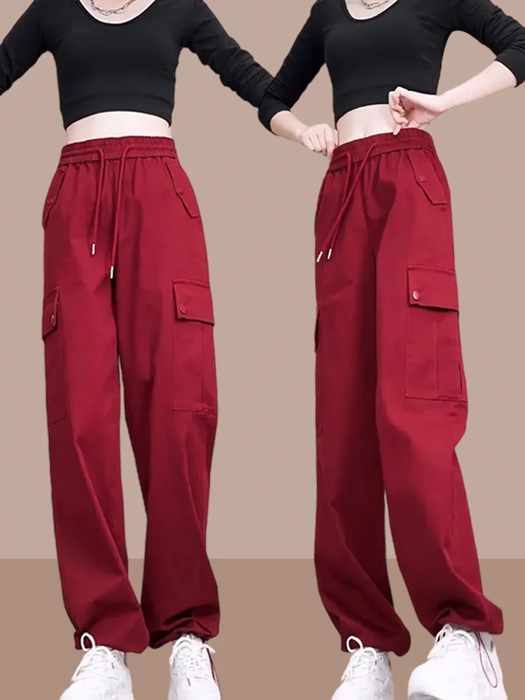 High Waist Women's Workwear Pants Spring Autumn New Style Loose Casual Sports Harlan Trousers All Matched Cuffed Pants