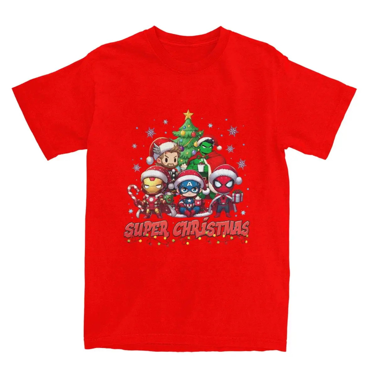 Spider-Man Captain America Friends Christmas T Shirt Men Vintage 100 Cotton T-Shirts Summer Breathable Tee Shirt Printed Tops