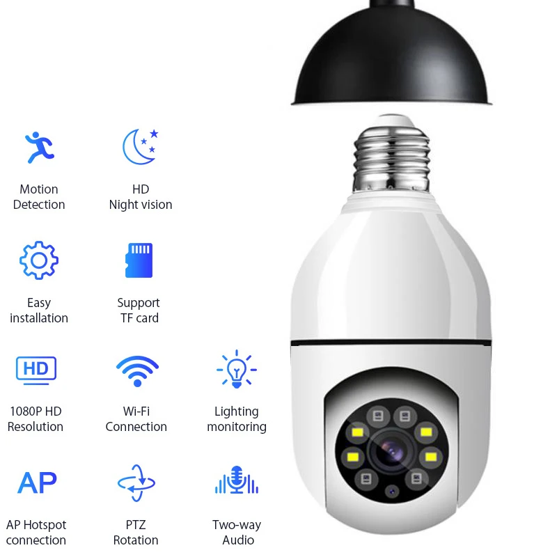 Bulb E27 Surveillance 1080P HD Camera Night Vision Indoor Security Monitor 2.4G Wifi Mini Smart IP Camera