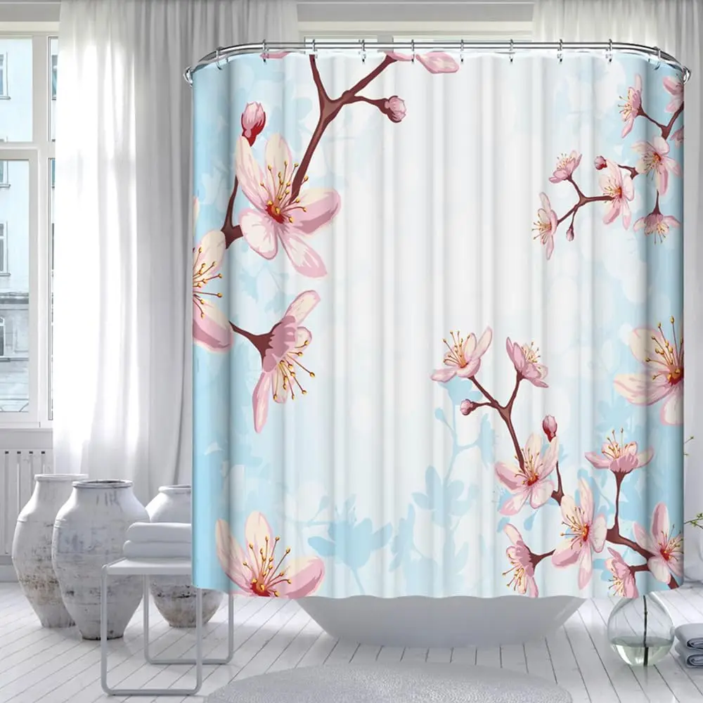 

Тканевая занавеска для душа, полиэстер, водонепроницаемая, быстросохнущая, набор занавесок для душа с утяжеленным подолом для ванной комнаты (Slum Blossom, 72 "* 72")