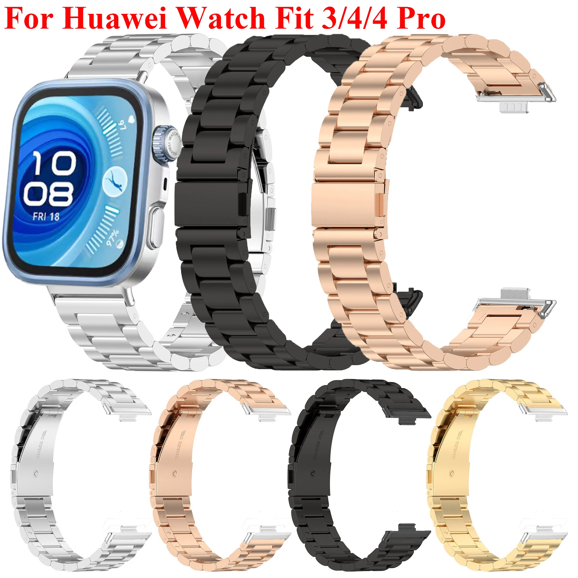 Ремешок из нержавеющей стали для Huawei Watch Fit 3 4 4Pro