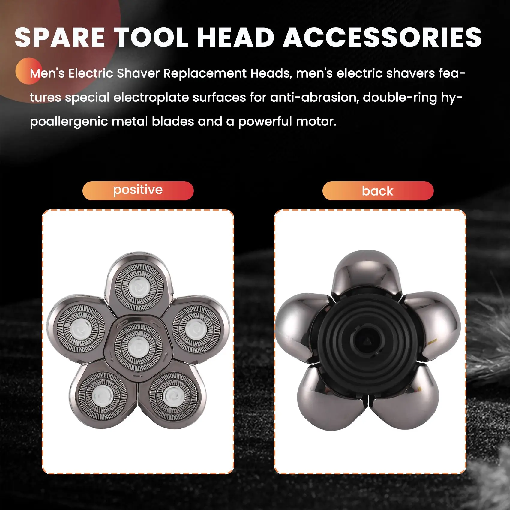 

(A75U) Men's Electric Shaver Heads Electric Razor Blade Replacement Head 6 Blades Head Shaver Replacement Bald As Shown