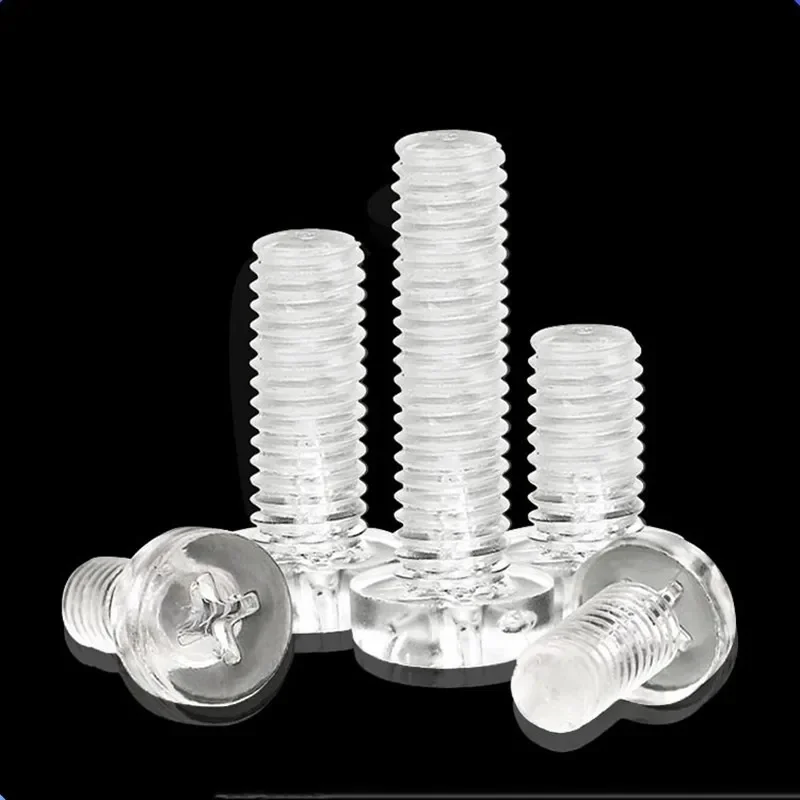 50pcs plastic screws with nut , nylon, transparent screws, PC countersunk head, flat head, cross acrylic, M3 M4 M5 M6