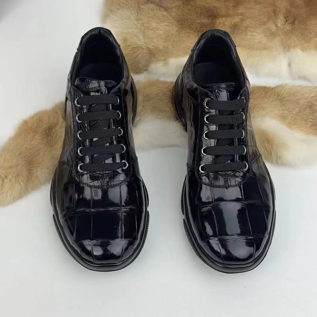 

2025 new arrival Fashion Crocodile Skin causal shoes men,male Genuine leather sneakers pdd289