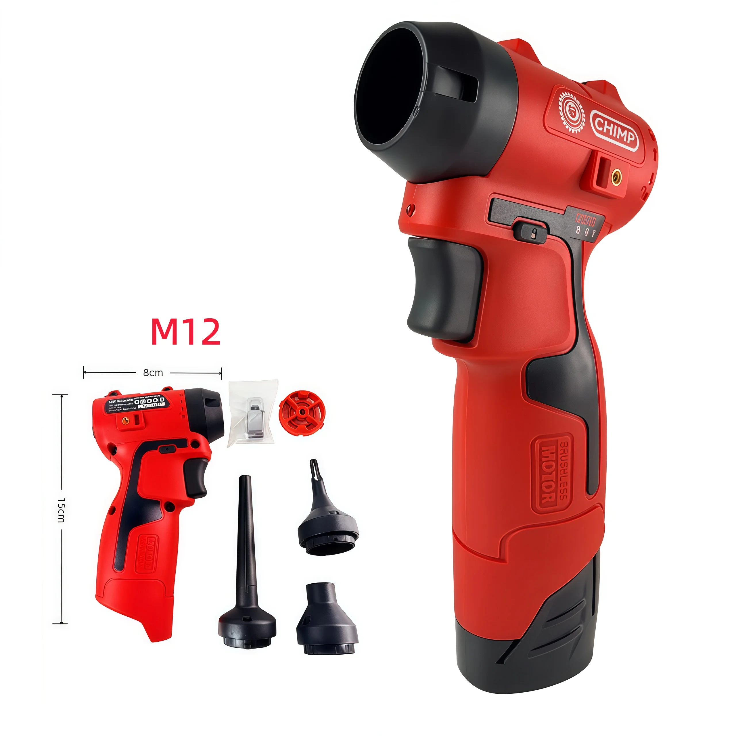 For Milwaukee M12 Battery Mini Brushless Air Duster, 130000RPM 190W 2.4N Variable‑Speed High Power Cordless Dust Removal Tool