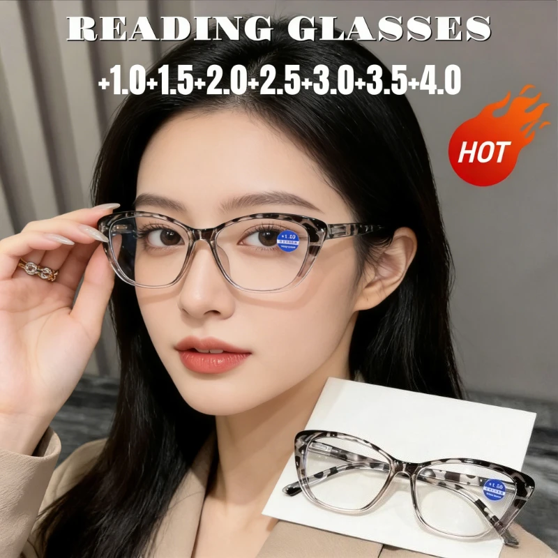 Vintage Cat-Eye-Lesebrille für Damen und Herren, modische Anti-Strahlungs-Brille, Anti-Ermüdungs-Brille mit Grad 100 ° -400 °   HD-Objektiv