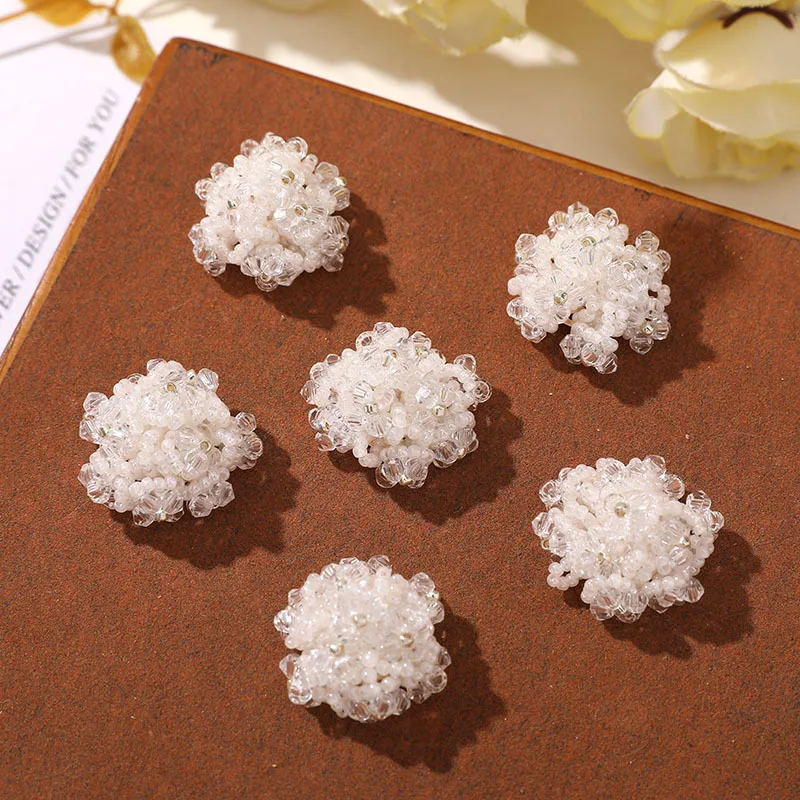 Crystal Hydrangea Flower Shoe Charms 1 Piece White Clear Clog Accessories DIY Korean Style Lightweight Sparkly Premium For Women