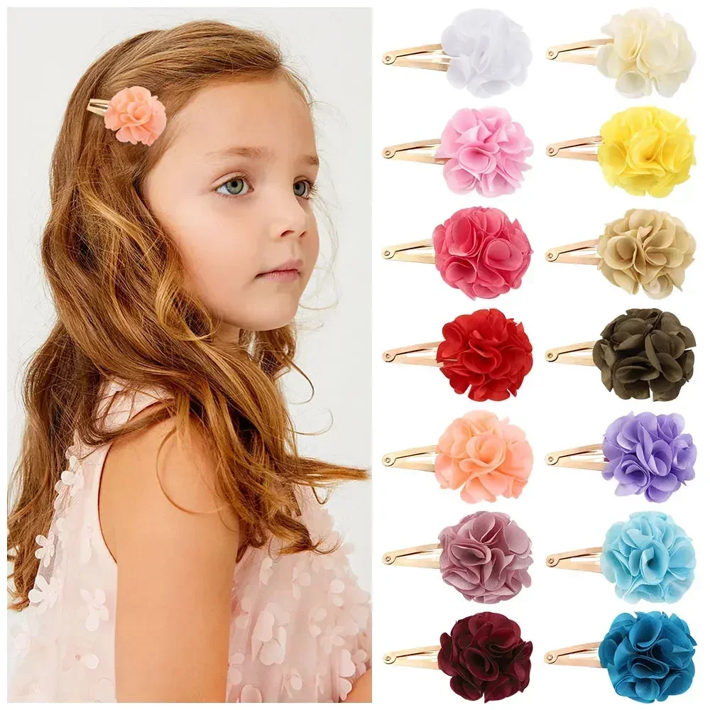 Moda 15 Uds Mini pinzas para el cabello de flores de gasa para niñas pasadores antideslizantes accesorios para el cabello para niños horquillas BB de aleación de 2,55 pulgadas