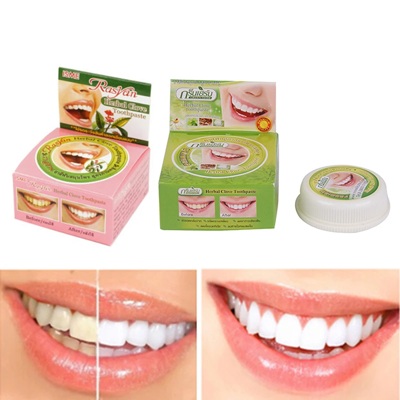 1Pc Color toothpaste Tooth Whitening Toothpaste Remove Stain Antibacterial Allergic Natural Herbal Clove Thailand Toothpaste