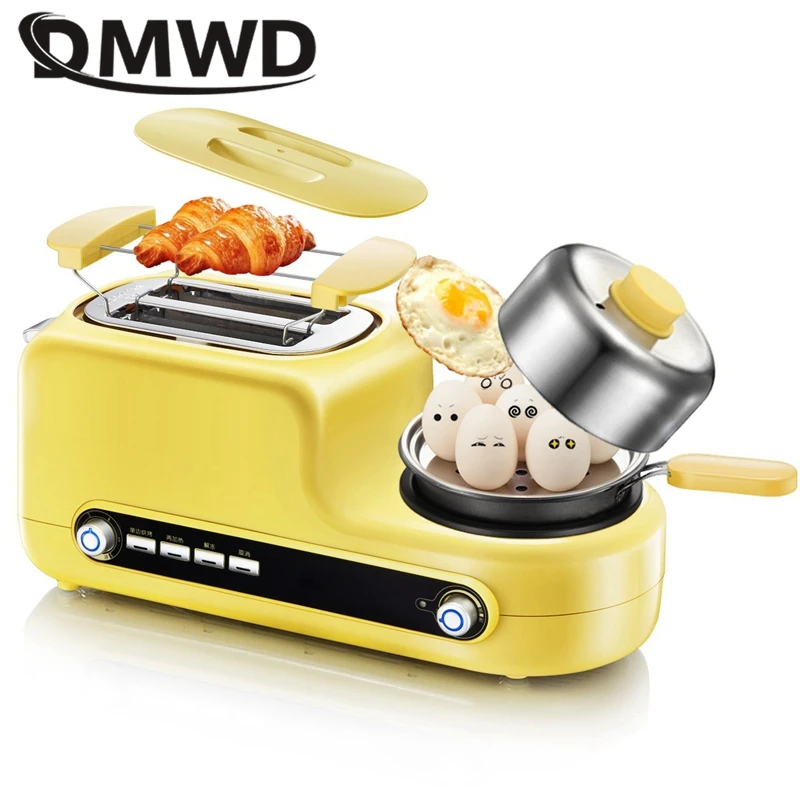 

DMWD Multifunctional Electric Breakfast Maker Automatic Sandwich Machine Bread Toaster Egg Boiler Ham Meat Grill Frying Pan 220V