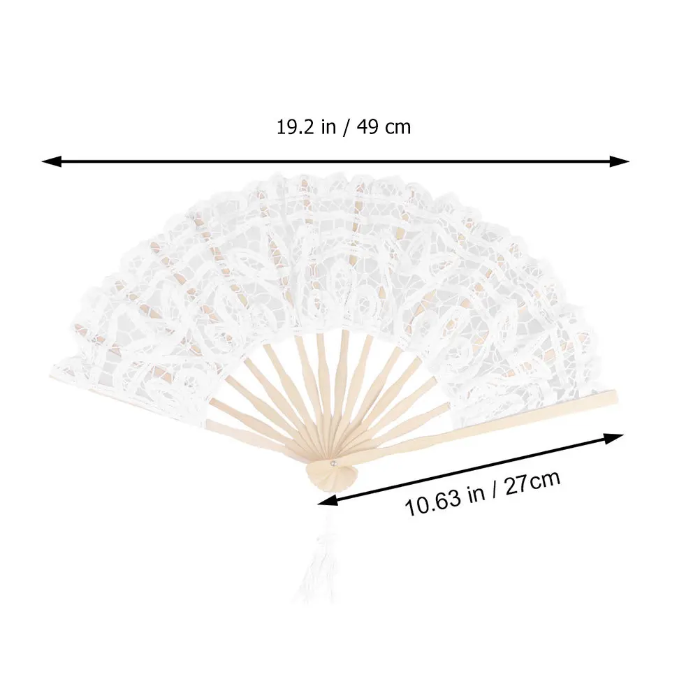 2Pcs Vintage Lace Handheld Chinese Folding Fan Elegant Tassel Foldable Fan for Wedding Party Dance Summer Travel Decoration