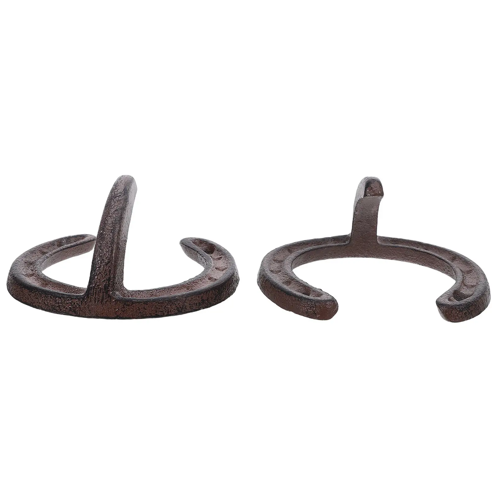 Cast Iron Horseshoe Wall Hooks 2 Pack Rustic Heavy Duty Metal Hangers for Coats Hats Towels Home Decor