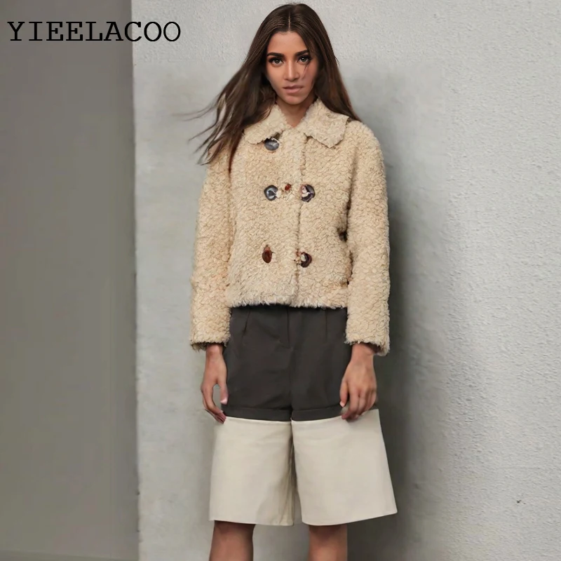 

Женская куртка из искусственного меха, цельное весенне-осеннее пальто, классическая модная, повседневная, универсальная, флисовая куртка с веревочным узлом и лацканами