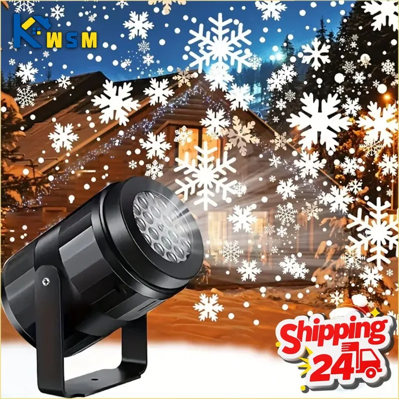 Christmas USB Powered Snowflake Projection Light Rotating Snowflake Lamp for Indoor Outdoor Holiday Decoration Home Party Decor