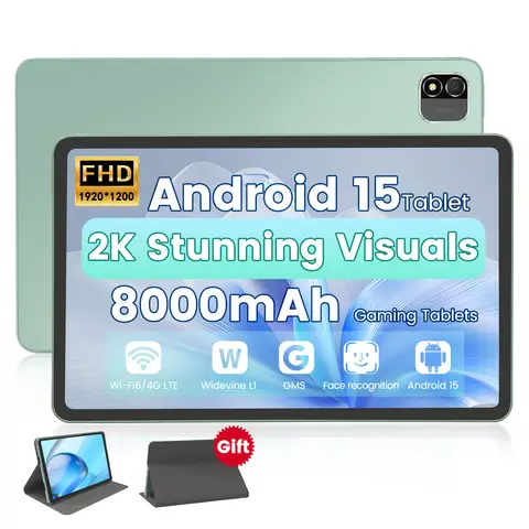 안드로이드 태블릿 11인치, 18GB RAM 128GB ROM, T606 8코어, 1200x1920 FHD 터치스크린, 8000mAh 배터리, 케이스 포함 메탈 그린