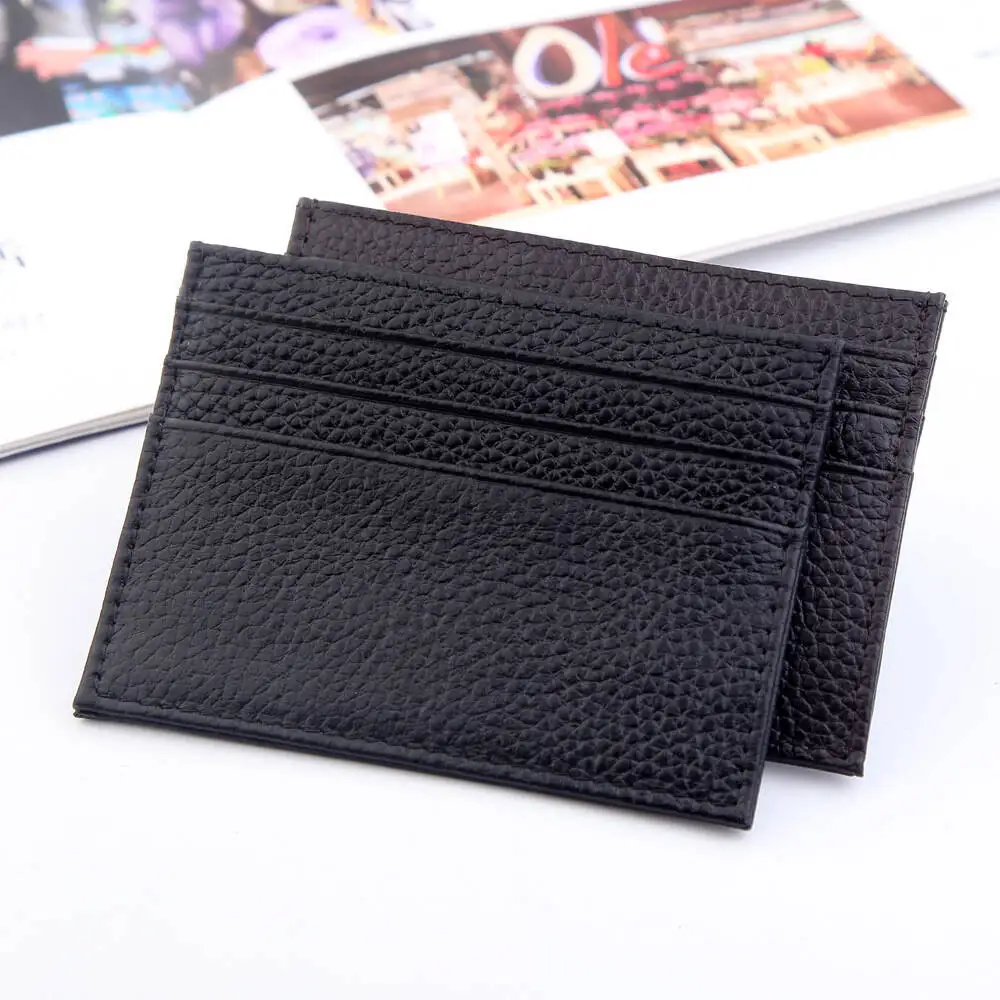 New Fashion Small Genuine Leather Wallet Women Bank Credit Card Holder Package Coin Pocket Bag CardHolder Men ID Card Case