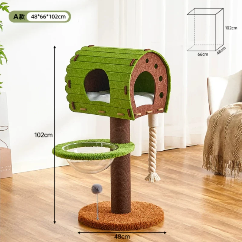 Cat Climbing Frame, Small Felt Tree Nest Integrated Scratching Column, Space Capsule Barrel