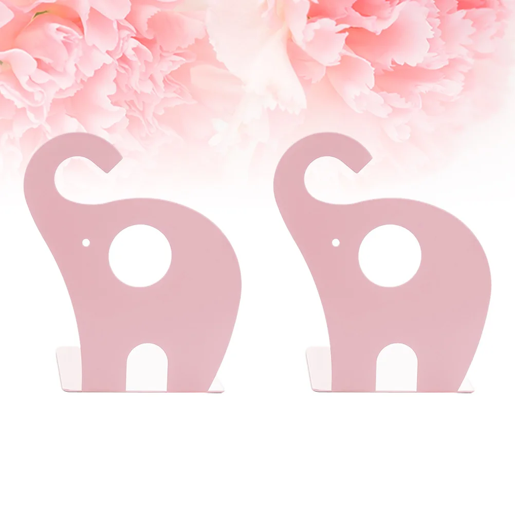 

1 Pair Pink Metal Elephant Book Stand Bookends For Books Magazines Notebooks Desktop Organizer Home Office Study Room Decor