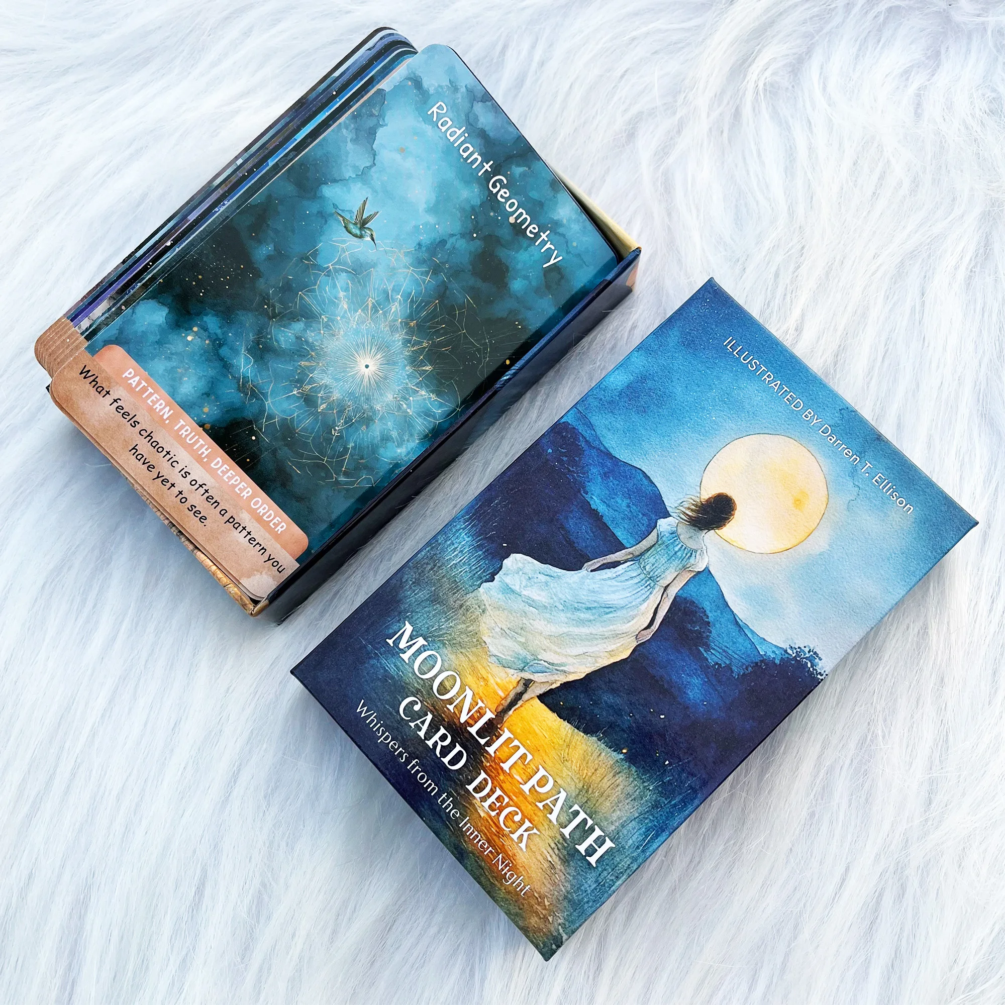 

Колода карт Oracle Moonlit Path, 54 оригинальные карты, дизайн в акварельном стиле, ежедневные размышления и чтение, карточные игры, 12*7 см, 14+