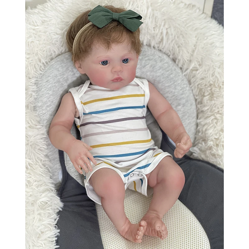 

48CM Newborn Doll Reborn Meadow Soft Cuddly Real Looking Reborn Baby Doll Hand-Rooted Hair Multiple Layers with Visible Veins