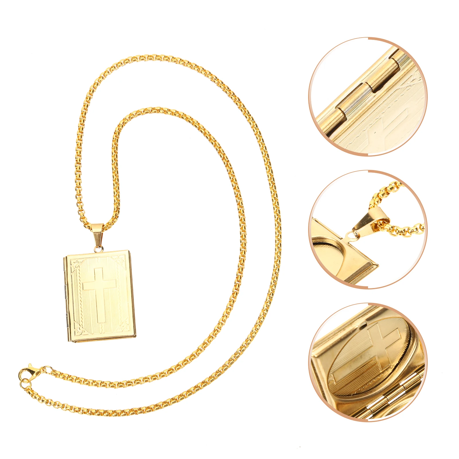 

Religious Necklace for Men Black Golden Stainless Steel Pendant Mens Fashionable Jewelry Gift Neck Chain Decoration