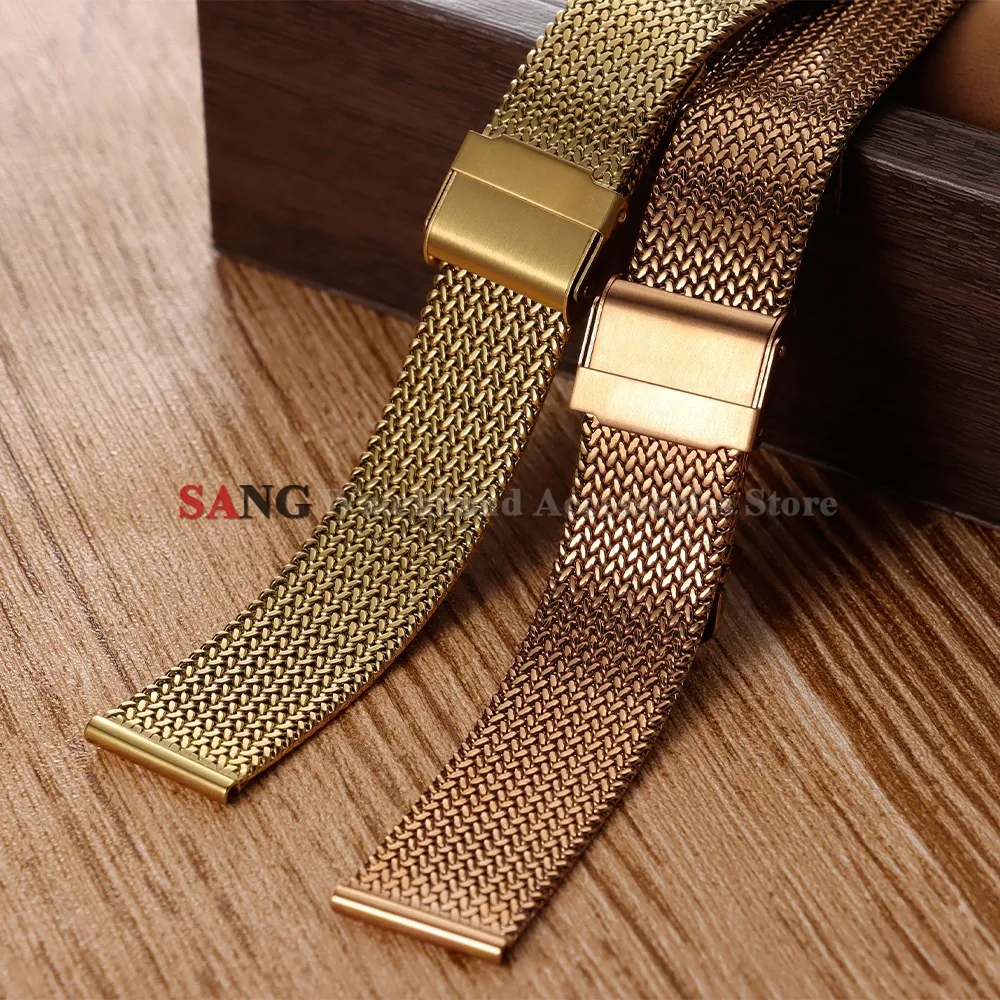 16mm 18mm 20mm Faltschnallen-Mesh-Uhrenarmband Edelstahl-Uhrenarmbänder Smartwatch Modisches Armband Metall Wasserdichtes Handgelenkband – Detail 8