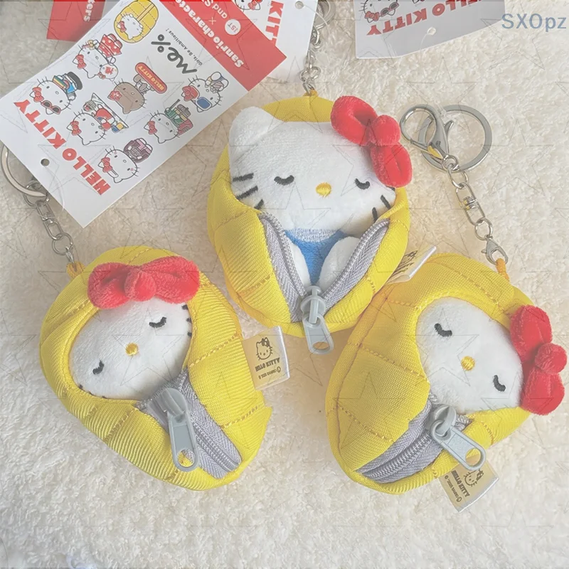 ハローキティ寝袋ぬいぐるみペンダント人形かわいい漫画猫人形バッグペンダントアクセサリーキーホルダーペンダントバッグアクセサリー