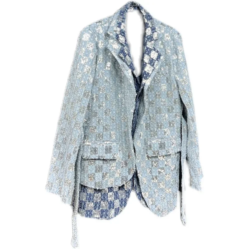 SuperAen Spring Autumn 2023 New Coat Suit Irregular Design Denim Loose Top Women Blazer