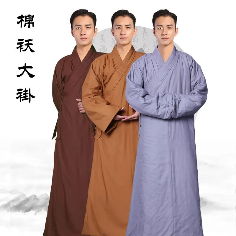 

Monk Costume Cotton-Padded Jacket Unlined Long Gown Autumn and Winter Nun Thermal Clothes Monk's Robe Shirt Frock