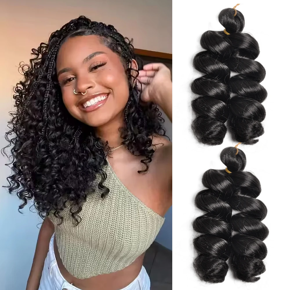 

12Inch Loose Wave Braiding Hair Extensions Synthetic Hair Pre Stretched French Curly Braiding Hair Deep Wavy Twist Crochet Hair