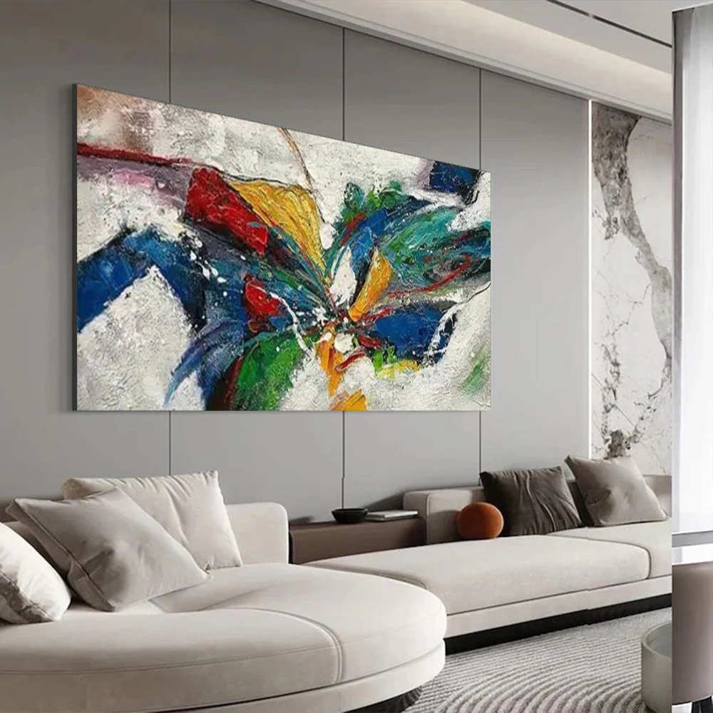 100% hand drawn green color block abstract oil painting original wall painting home living room decoration paint interior aesthe