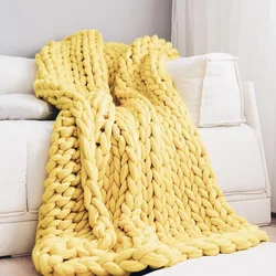 Nordic Thick Wool Blanket Handmade Bedspread Travel Textile Knitting Blanket Sofa Covers Super Warm Blanket