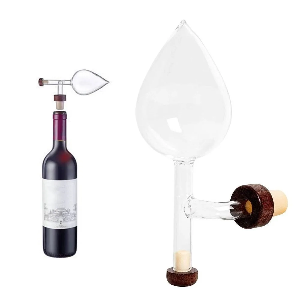 Wine Accessory Round/Peach Shaped Quick Wine Decanter Spout Professional Clear Wine Aerator Glass Wine Bottle Pourer Winery