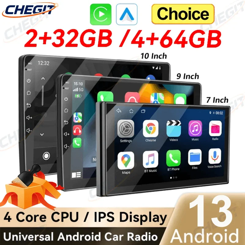7/9/10 inch Universal Android 13 Car Radio 64G Autoradio android 2 Din car radio GPS BT Central Multimedia Smart car systems