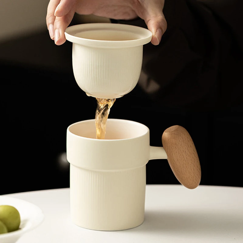 

Chinese Style Ceramic Mugs, Home Personal Office Creative Teacup With Cover, Filtered Tea Water Separation, Tea Cups, 320ml, 1Pc