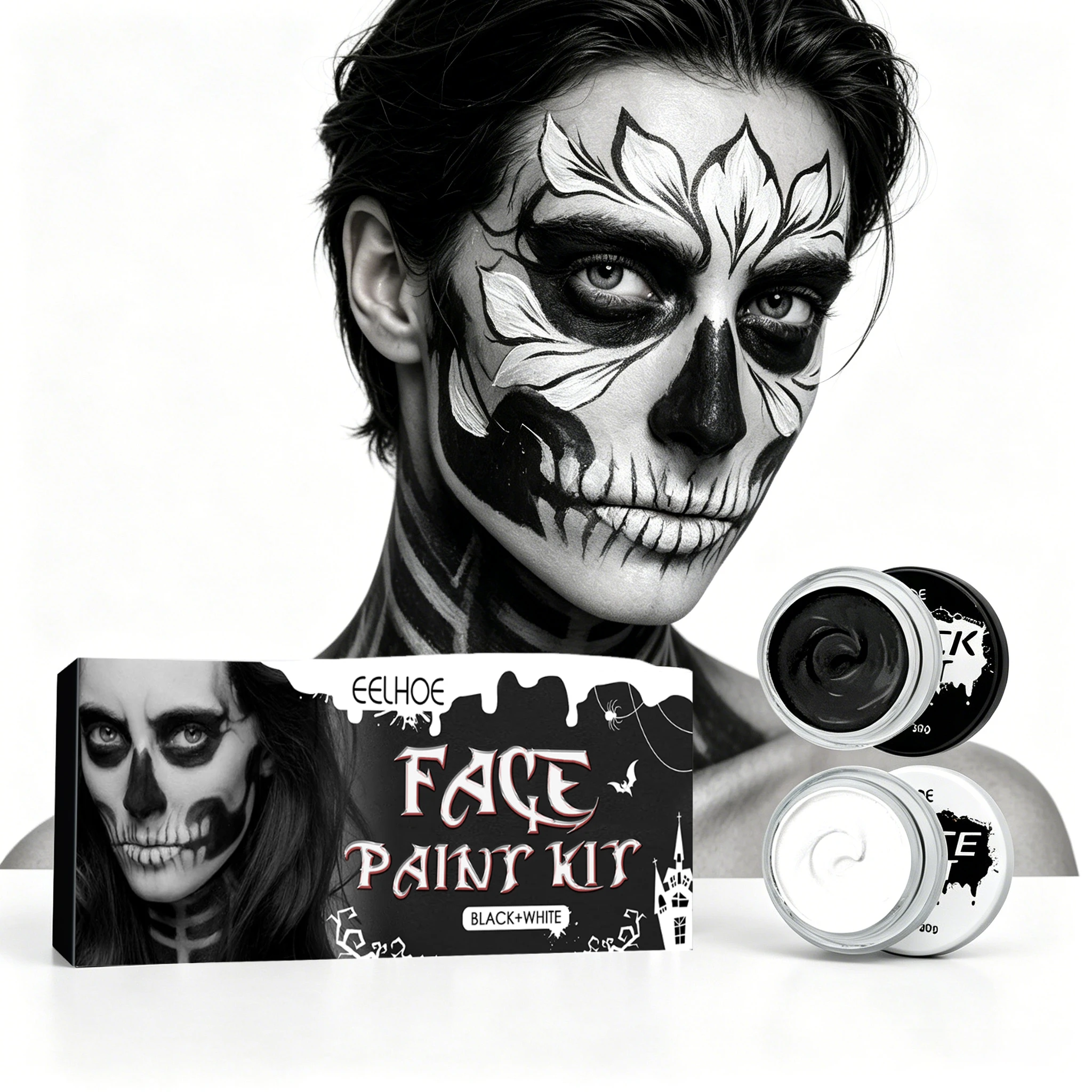 Face Body Paint Oil Based Face Painting Kit Non Toxic Facepaint for Cosplay Clown Skeleton Vampire Special Effects Makeup
