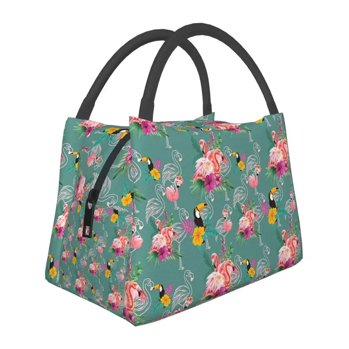 

Flamingo Bird Flowers Lunch Bags Insulated Bento Box Leakproof Lunch Tote Picnic Bags Cooler Thermal Bag for Woman Kids Work