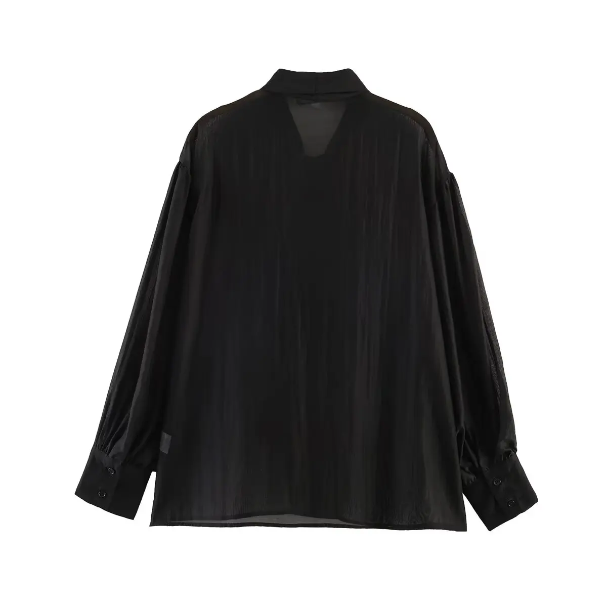 TFMLN Schicke Damen-Bluse mit Schleife, Eleganter Langarm-Pullover mit Schnürkragen, Vintage-Hemden, Einfarbige Damen-Oberteile im High-Street-Stil, Dünnes Top 2026 – Detail 5