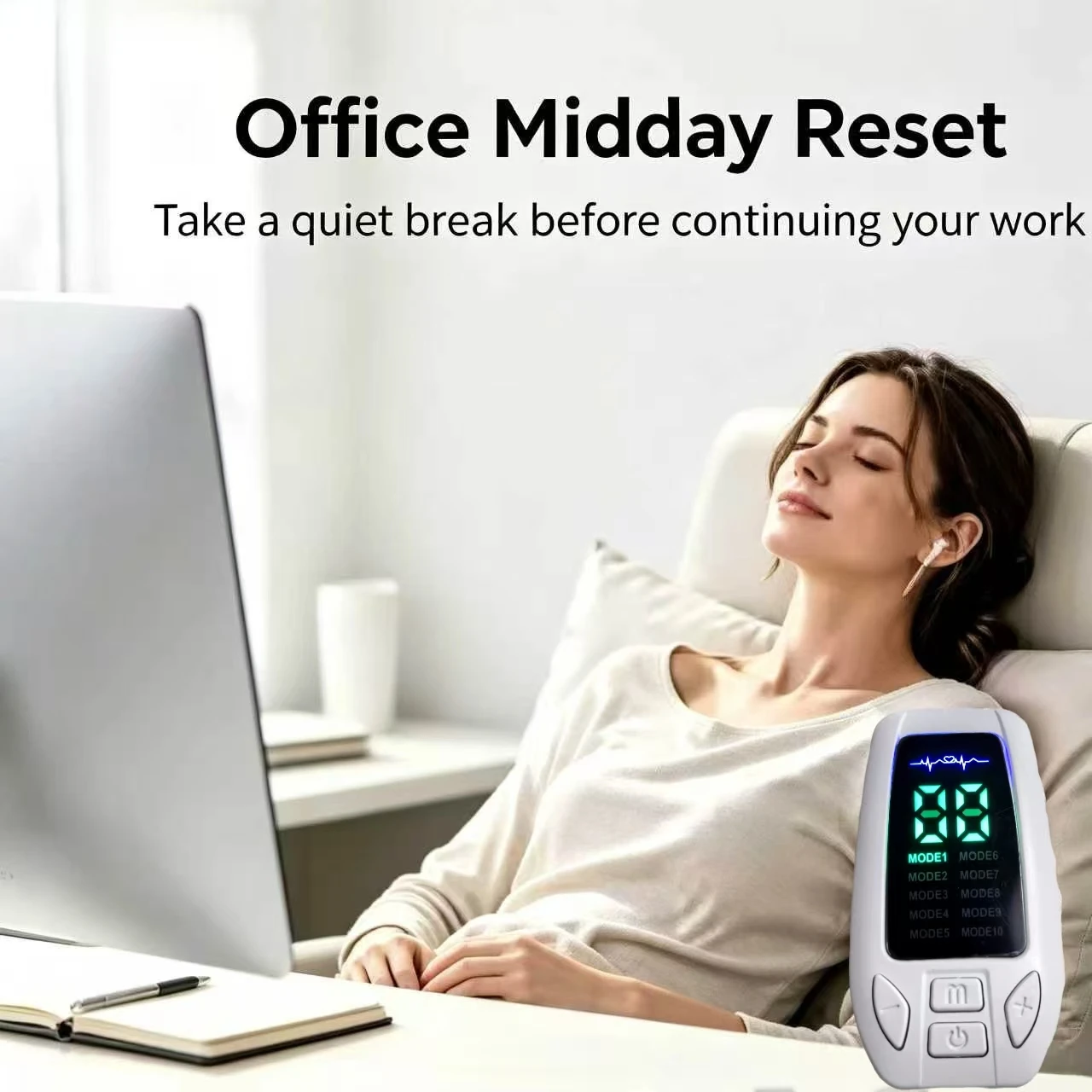 CES Smart Sleep Therapy Device Ear Clip Vagus Nerve Stimulator Microcurrent Sleep Aid for Insomnia Anxiety Fast Sleep