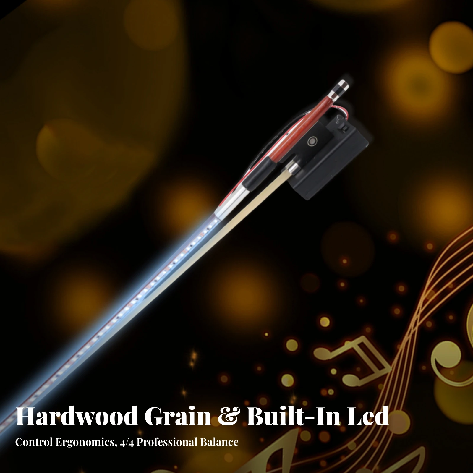 LED Violin Bow Lightweight Violin Bow with LED Strip Accessory Streamlined Ergonomic for Violinists, Stage Performances