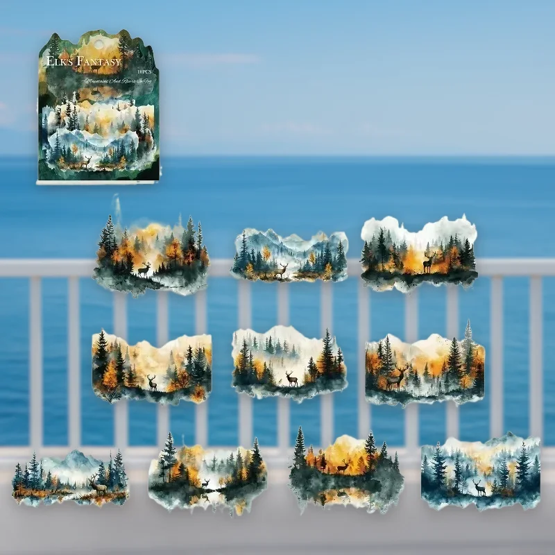10 Stück Zubehör Konto Scrapbook geschnittenes Wasser für Berglandschaft Aufkleber Pack Materialien Dekoration Fluss manuelle Basis 125 * 106 mm