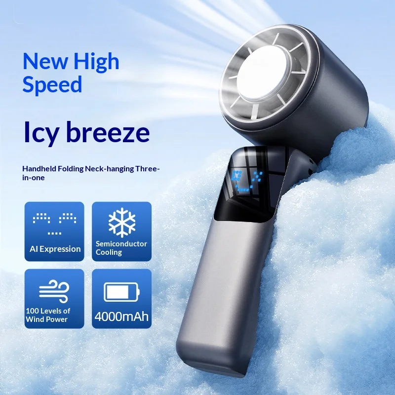 Stylish cooling mini fan with 4000mah battery foldable neck design for summer outdoor activities