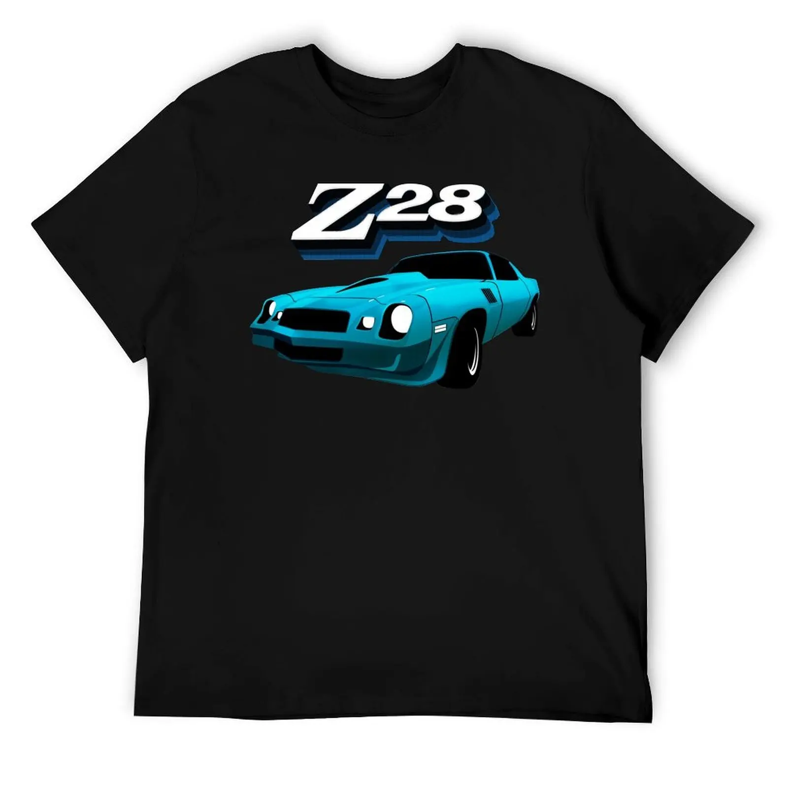 79 كامارو Z28 التوضيح-أزرق فاتح تي شيرت تي شيرت رجل مصمم القطن التي شيرت 100% تي شيرت #1