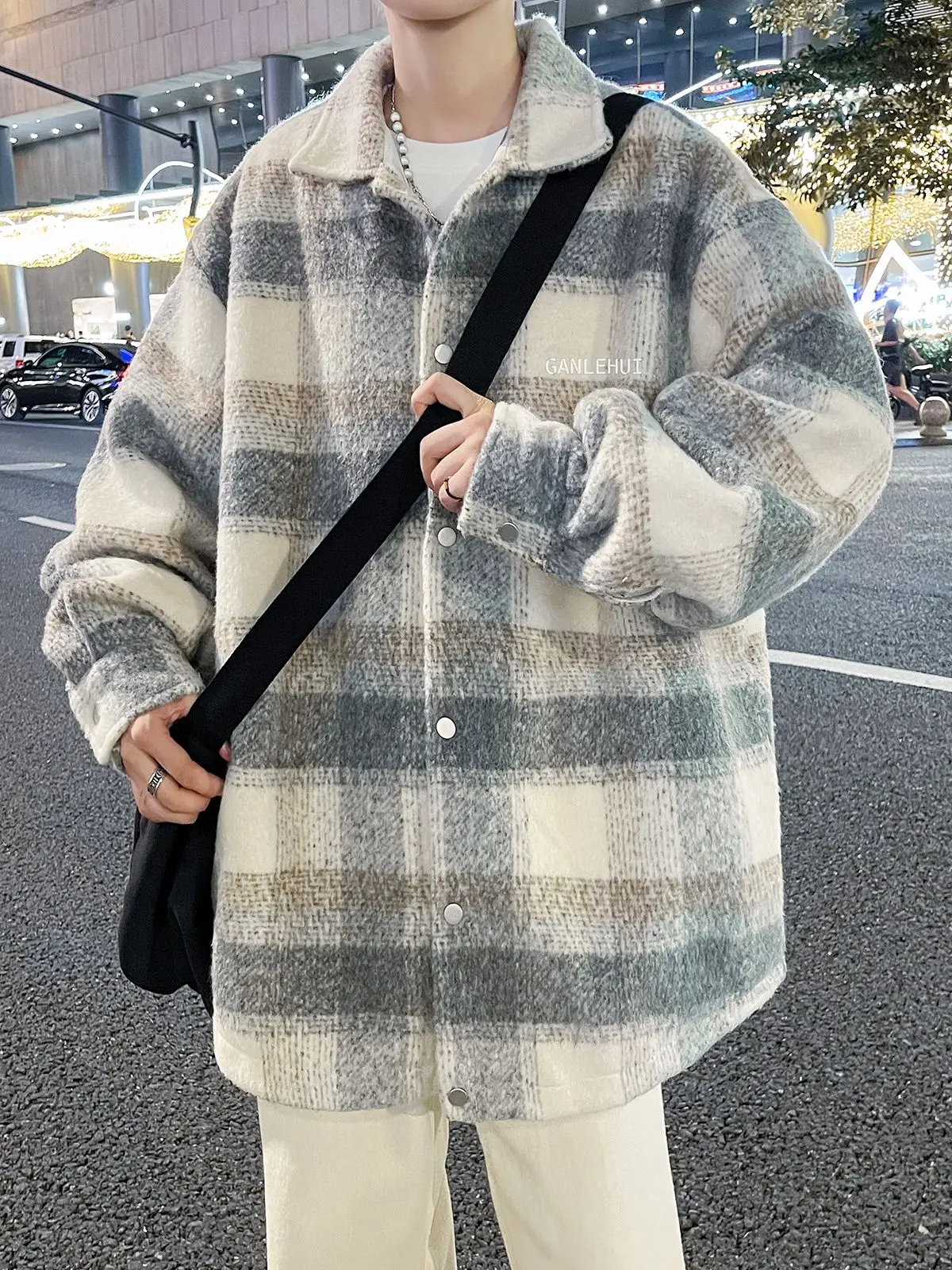 

Wool Blend Jacket Man Class Mens Denim Style Button-Down Thermal Hoody Sporty Recreation Durable Elegant Breathable Anti-Wind Bf