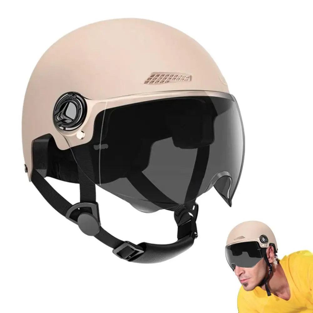 Fahrradhelm 3C-Zertifiziert für Männer, Frauen, Erwachsene und Kinder Cartoon-Elektrofahrrad-Motorrad-Halbhelm mit Schutzbrille – Detail 28
