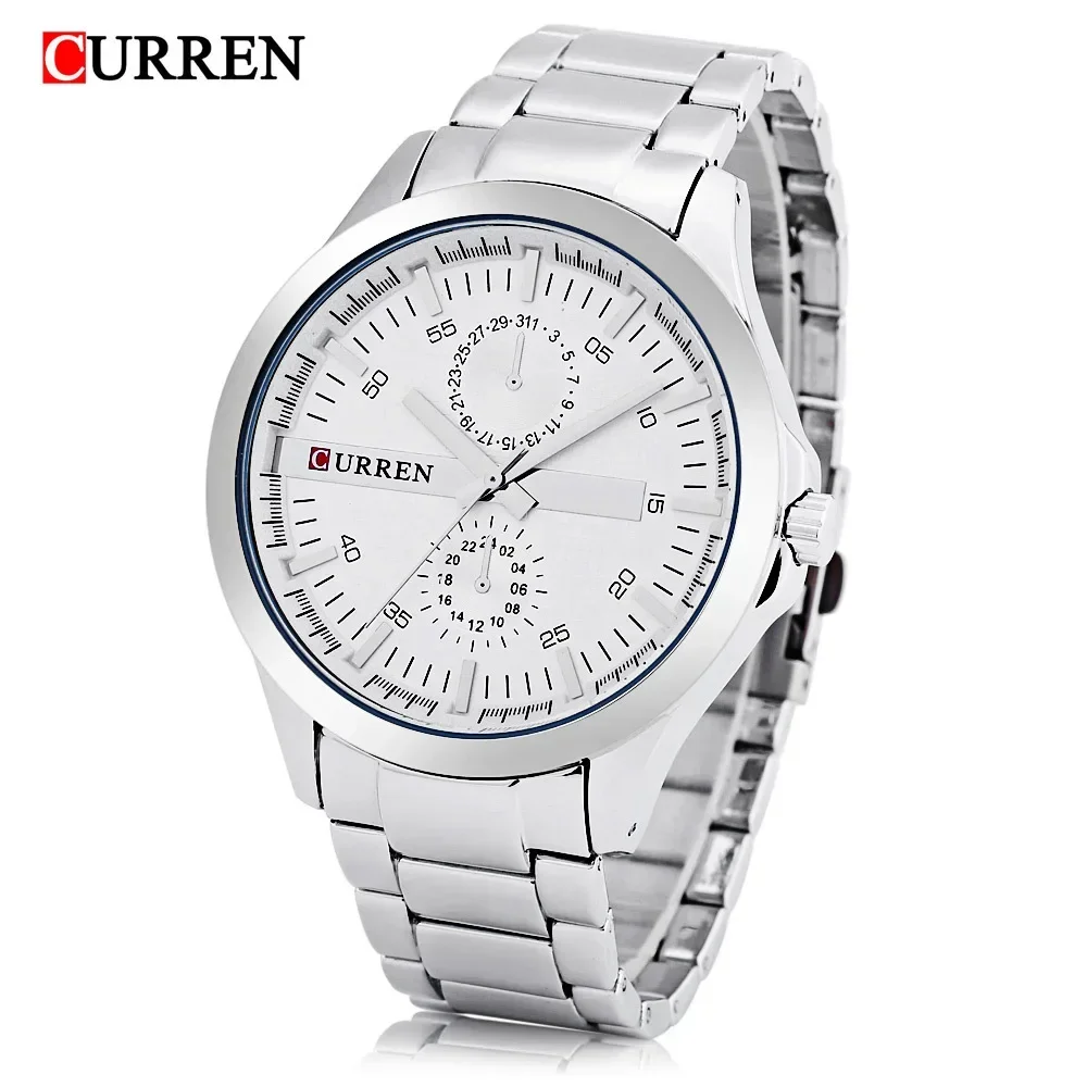 CURREN M8128 Racing Sport Watches Black Golden Clock Male Men Quartz Wrist Watches Japan Movement Black Stainless Steel