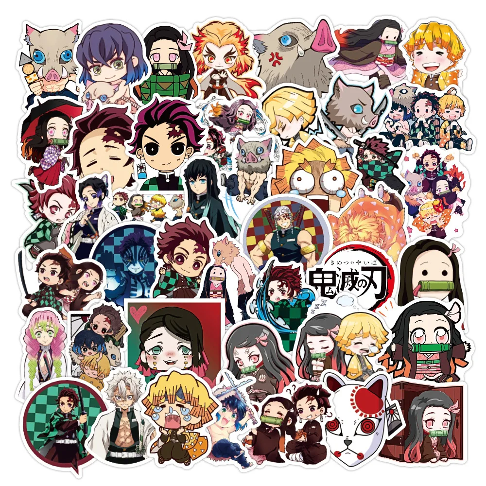 50 pcs/set Japanese Anime Demon Slayer Waterproof PVC Stickers Scrapbooking Diy Diary Stationery Sticker