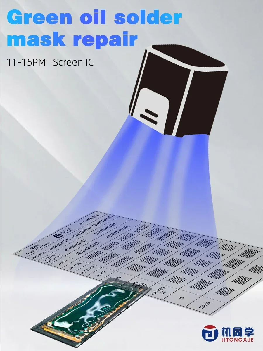 JTX-mascarilla de soldadura UV de red de aceite verde, malla de tinta para iPhone 11-15Pro Max, pantalla táctil LCD, Chip IC, plantilla de reparación BGA